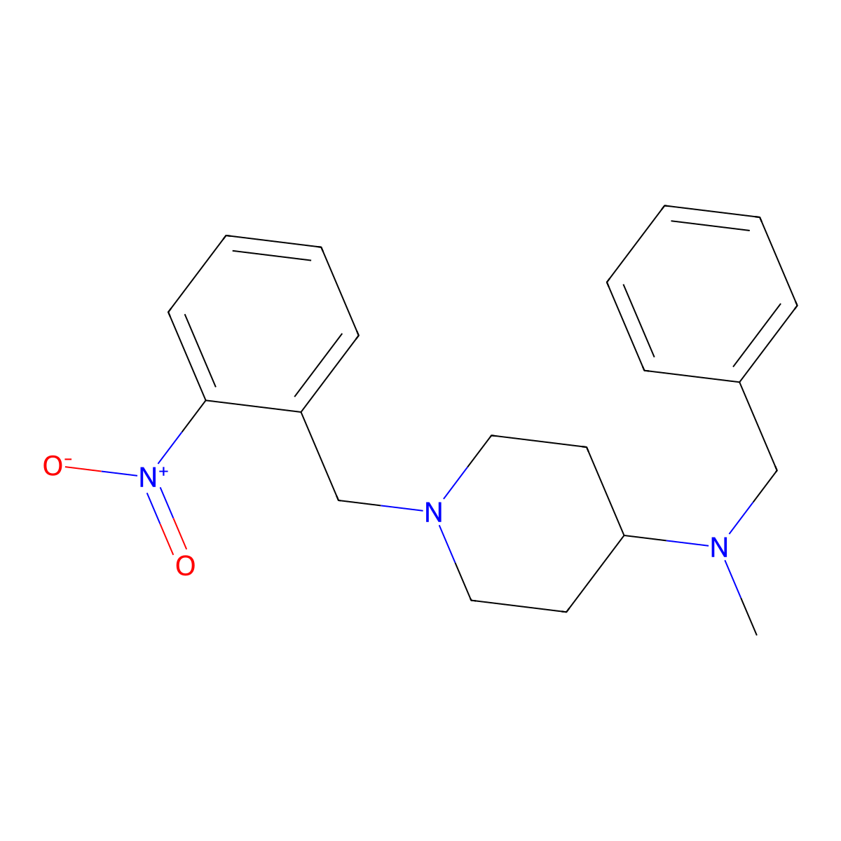 N-benzyl-N-methyl-1-[(2-nitrophenyl)methyl]piperidin-4-amine molecular structure, CAS 792927-33-4