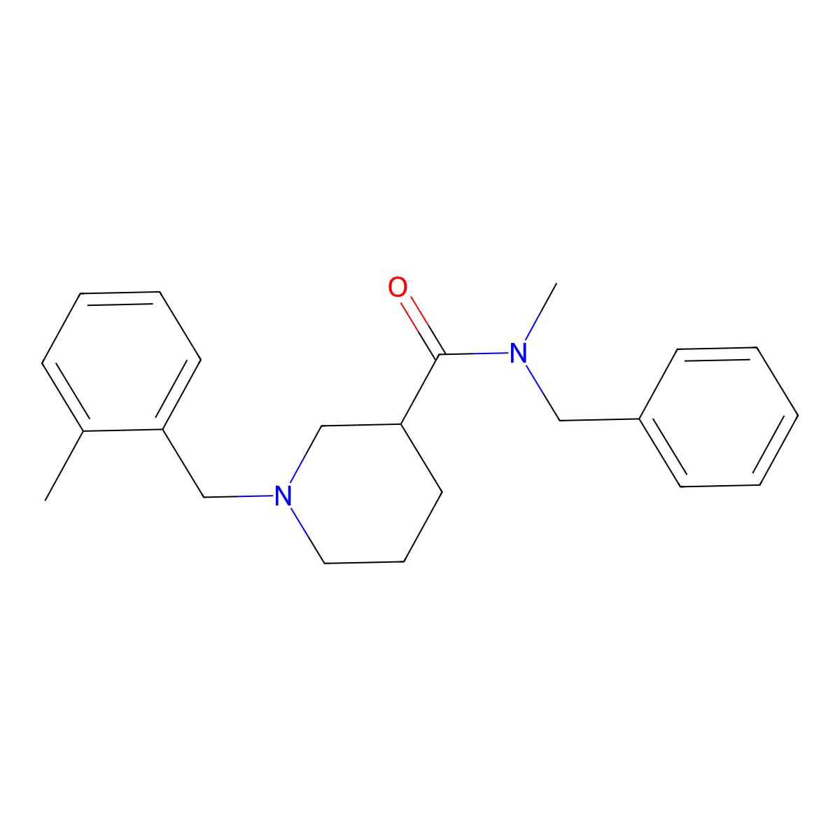 N-benzyl-N-methyl-1-(2-methylbenzyl)-3-piperidinecarboxamide molecular structure, CAS 792927-76-5