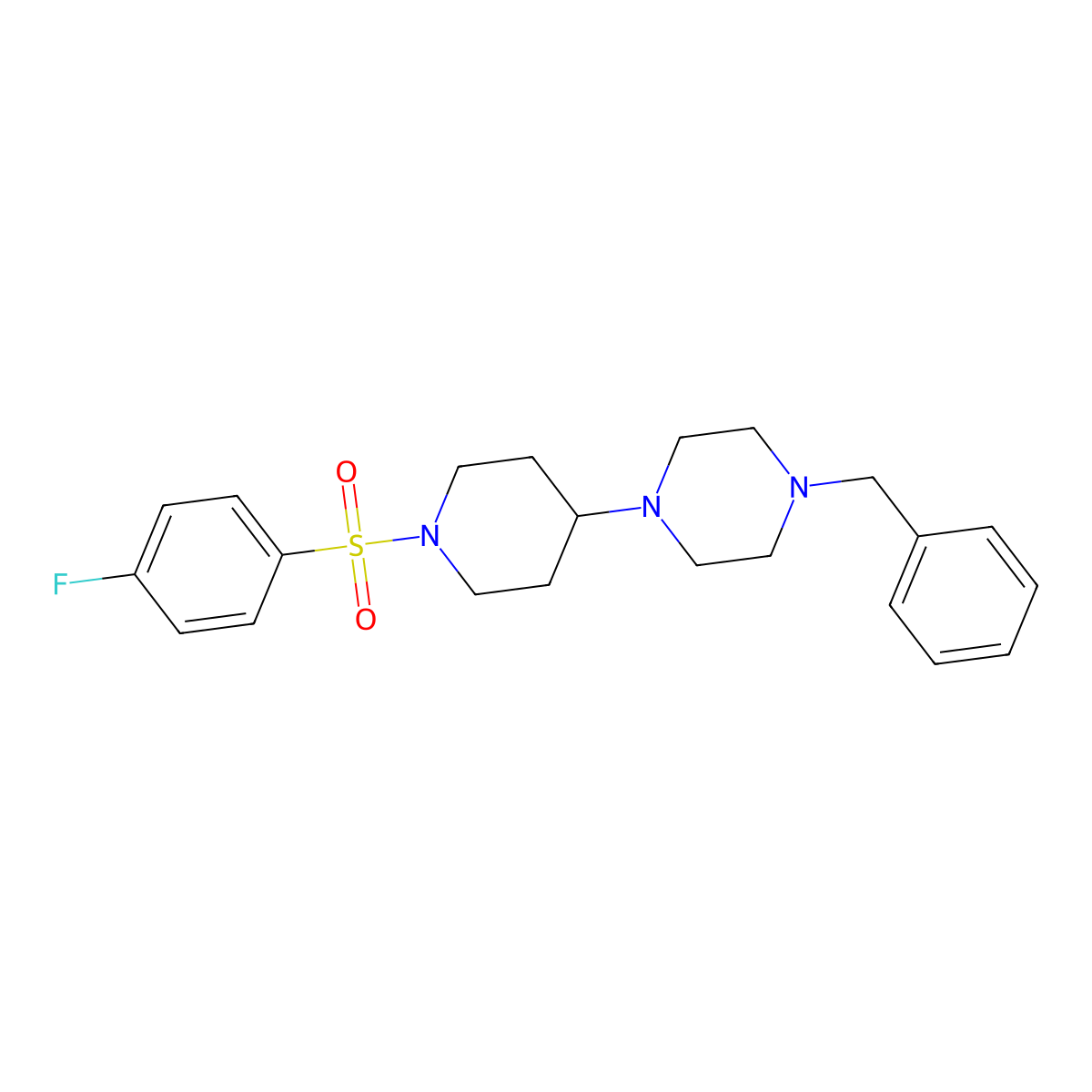 1-Benzyl-4-[1-(4-fluorophenyl)sulfonylpiperidin-4-yl]piperazine molecular structure, CAS 792927-88-9