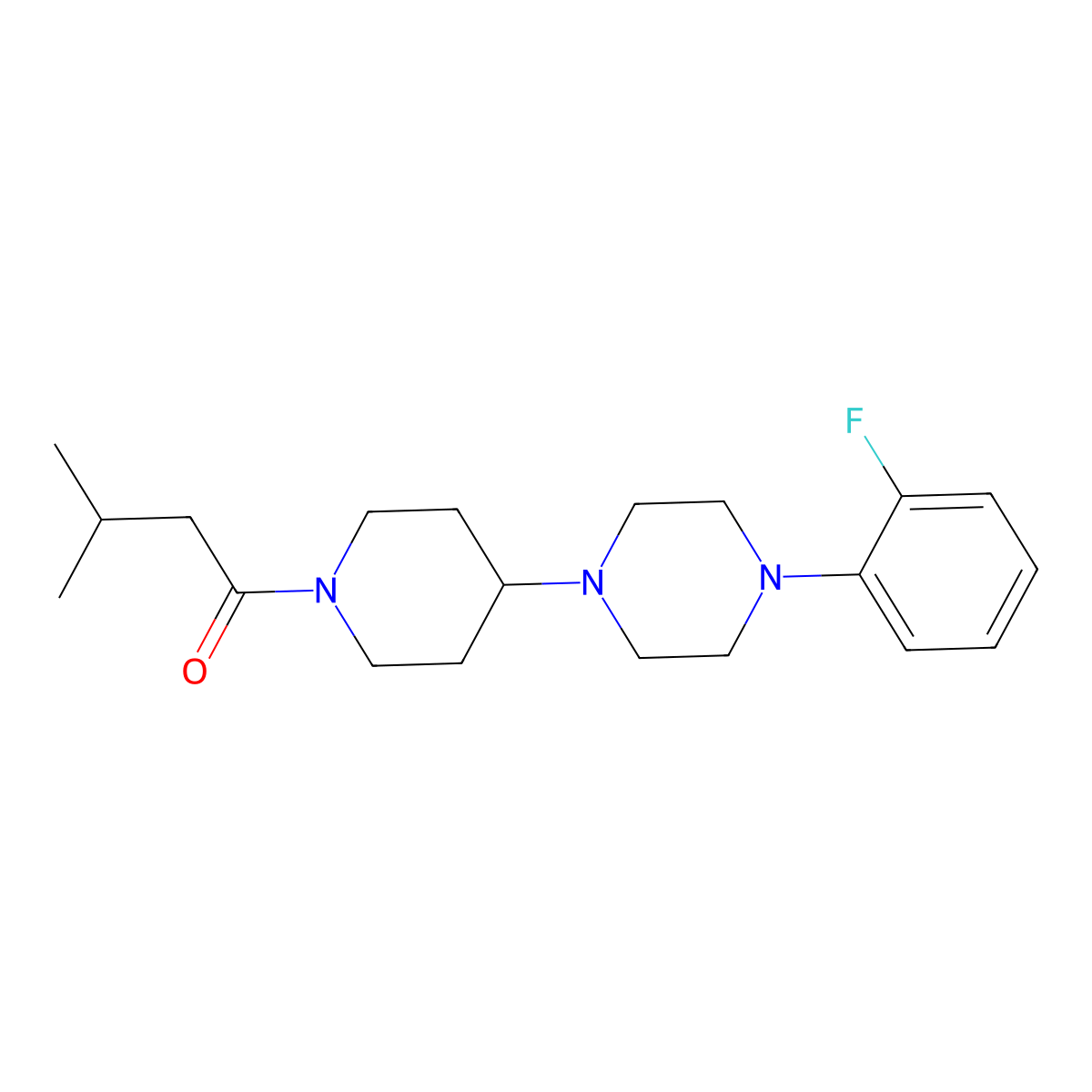 1-[4-[4-(2-Fluorophenyl)piperazin-1-yl]piperidin-1-yl]-3-methylbutan-1-one molecular structure, CAS 792927-94-7