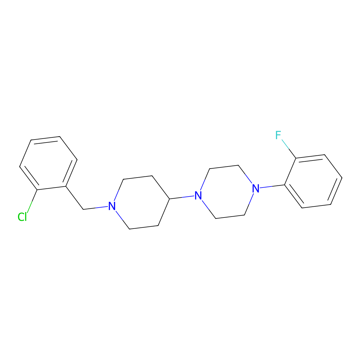 1-[1-[(2-Chlorophenyl)methyl]piperidin-4-yl]-4-(2-fluorophenyl)piperazine molecular structure, CAS 792928-08-6