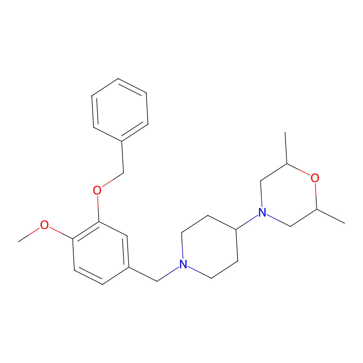 4-{1-[3-(Benzyloxy)-4-methoxybenzyl]piperidin-4-yl}-2,6-dimethylmorpholine molecular structure, CAS 792928-28-0