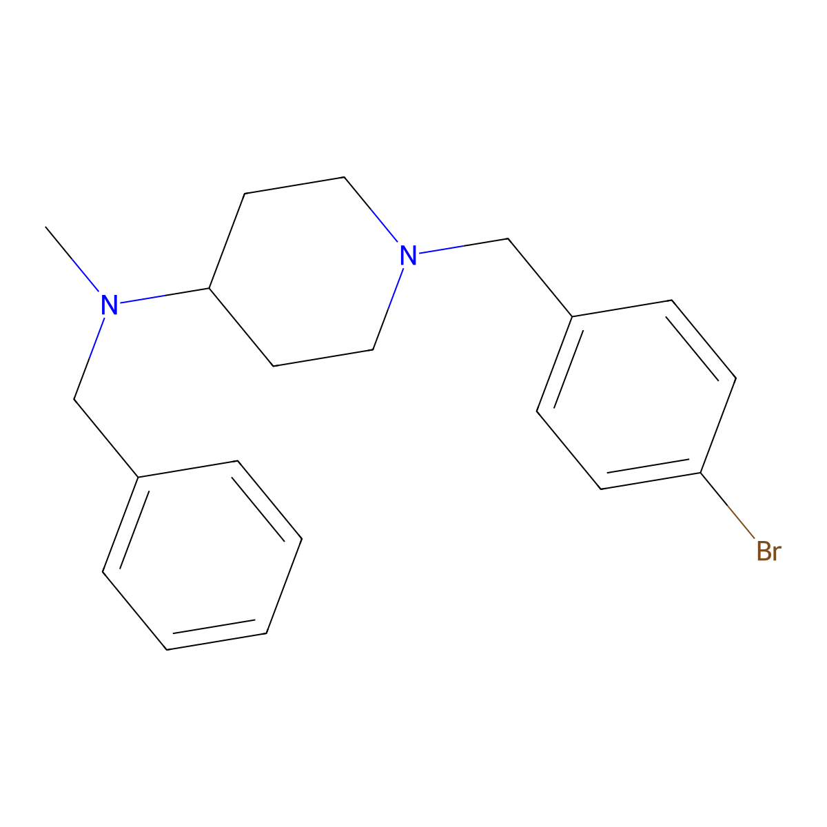 N-benzyl-1-[(4-bromophenyl)methyl]-N-methylpiperidin-4-amine molecular structure, CAS 792928-31-5