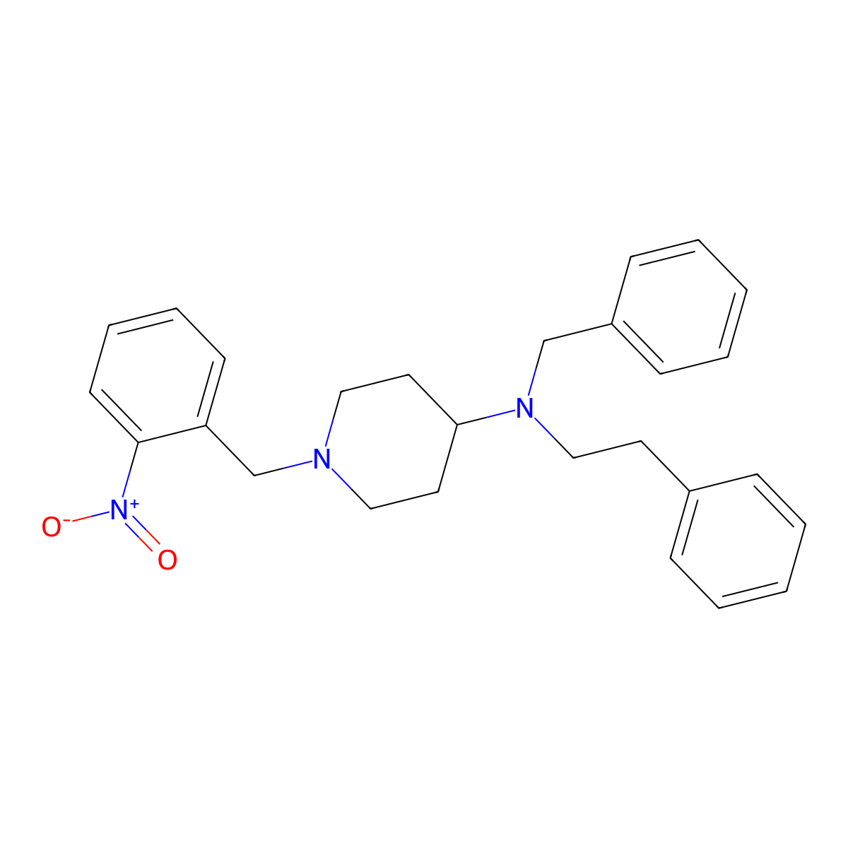 N-benzyl-1-(2-nitrobenzyl)-N-(2-phenylethyl)piperidin-4-amine molecular structure, CAS 792928-41-7