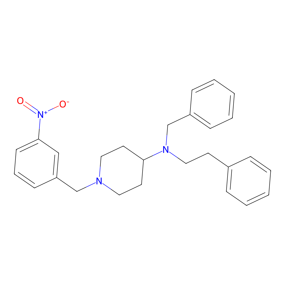 N-benzyl-1-(3-nitrobenzyl)-N-(2-phenylethyl)piperidin-4-amine molecular structure, CAS 792928-42-8