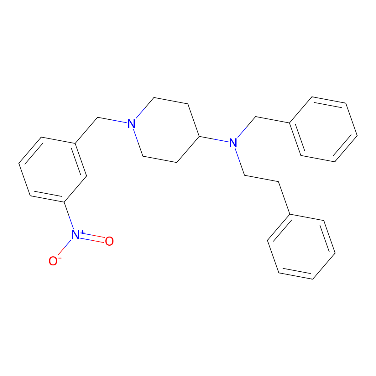 N-benzyl-1-(3-nitrobenzyl)-N-(2-phenylethyl)piperidin-4-amine molecular structure, CAS 792928-42-8