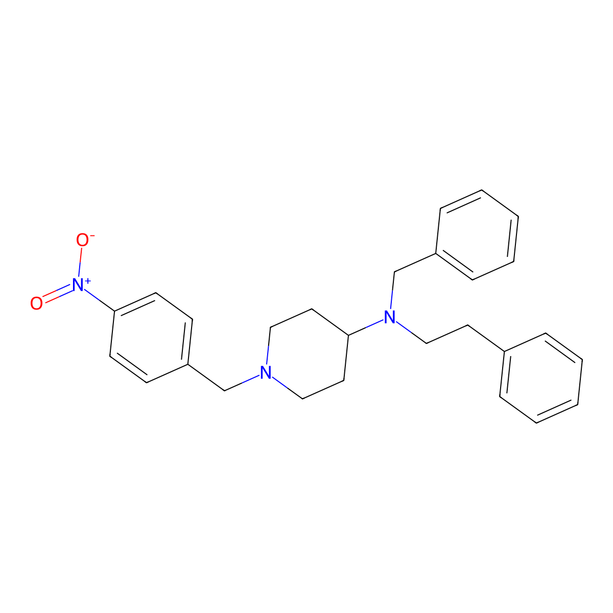N-benzyl-1-(4-nitrobenzyl)-N-(2-phenylethyl)piperidin-4-amine molecular structure, CAS 792928-43-9