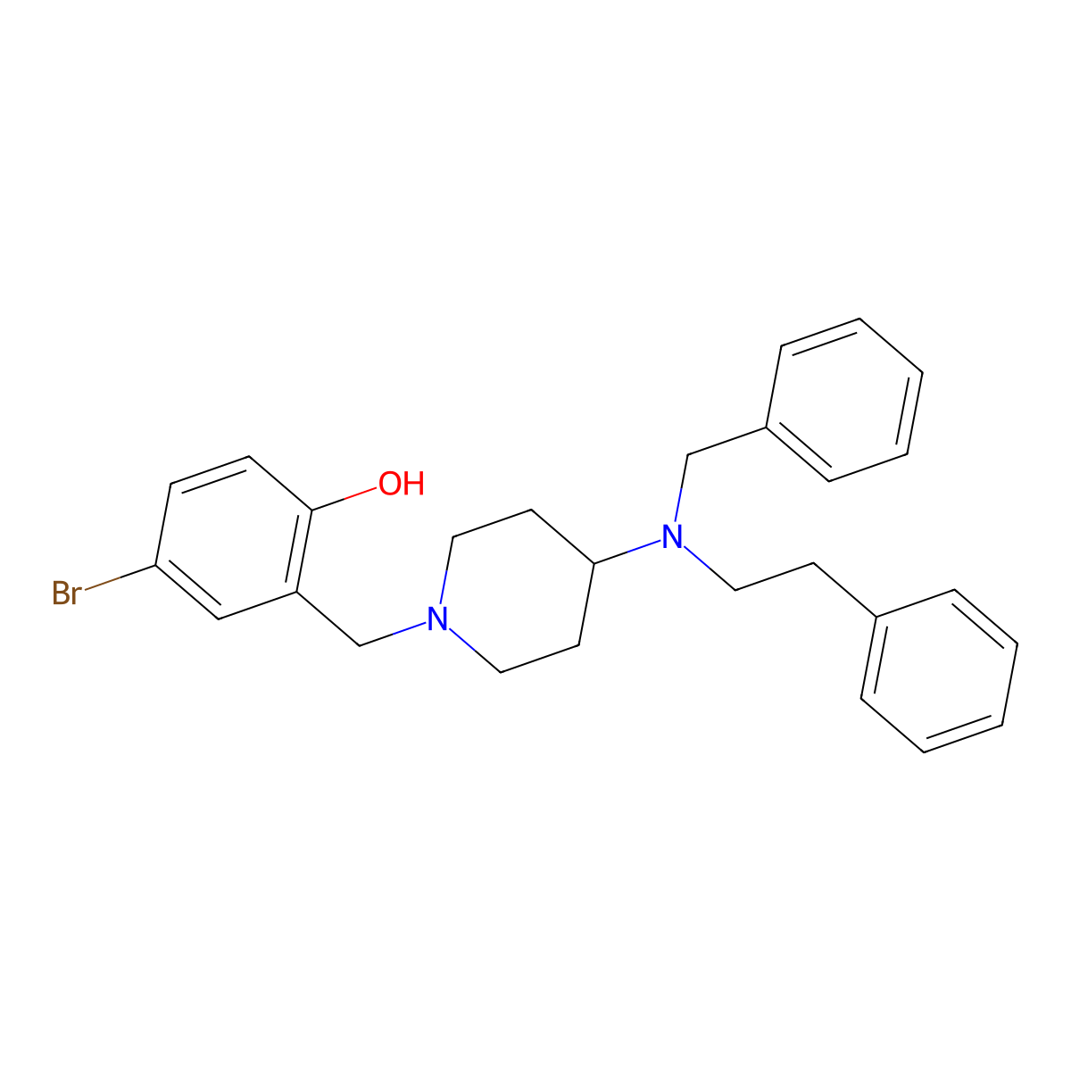 2-({4-[Benzyl(2-phenylethyl)amino]piperidin-1-yl}methyl)-4-bromophenol molecular structure, CAS 792928-48-4