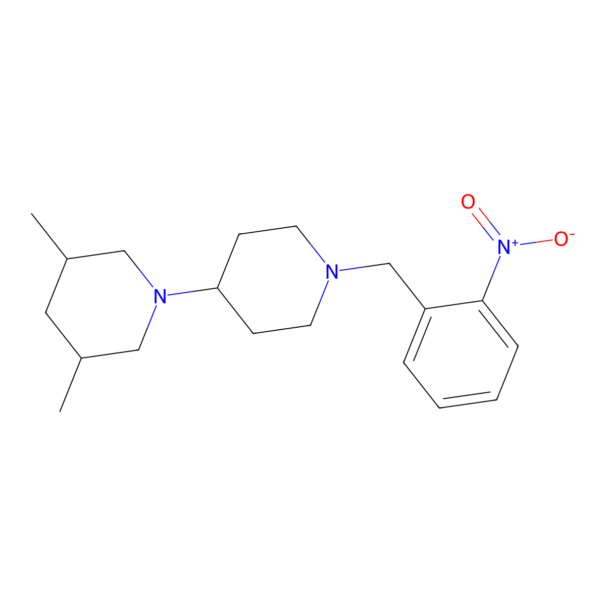3,5-Dimethyl-1-[1-[(2-nitrophenyl)methyl]piperidin-4-yl]piperidine molecular structure, CAS 792928-66-6