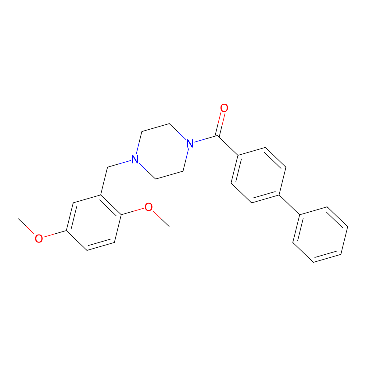 [4-[(2,5-Dimethoxyphenyl)methyl]piperazin-1-yl]-(4-phenylphenyl)methanone molecular structure, CAS 792928-94-0