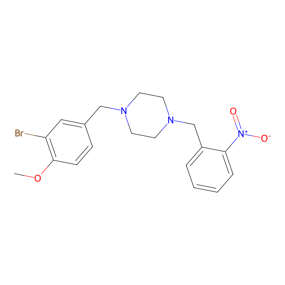 1-(3-Bromo-4-methoxybenzyl)-4-(2-nitrobenzyl)piperazine molecular structure, CAS 792929-16-9