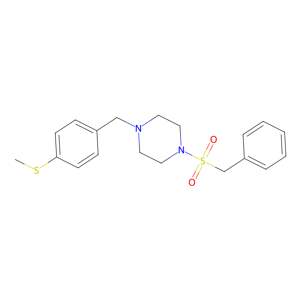 1-Benzylsulfonyl-4-[(4-methylsulfanylphenyl)methyl]piperazine molecular structure, CAS 792929-39-6