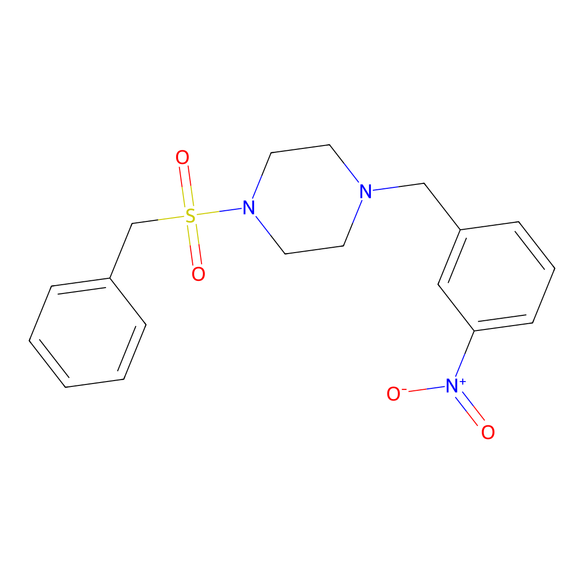 1-Benzylsulfonyl-4-[(3-nitrophenyl)methyl]piperazine molecular structure, CAS 792929-40-9