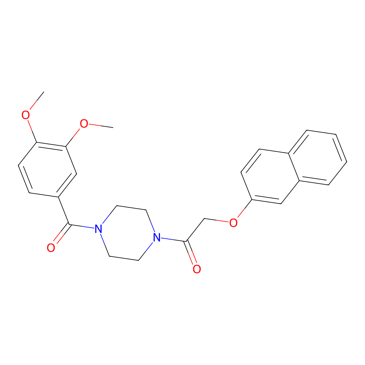 1-[4-(3,4-Dimethoxybenzoyl)piperazin-1-yl]-2-naphthalen-2-yloxyethanone molecular structure, CAS 792929-44-3