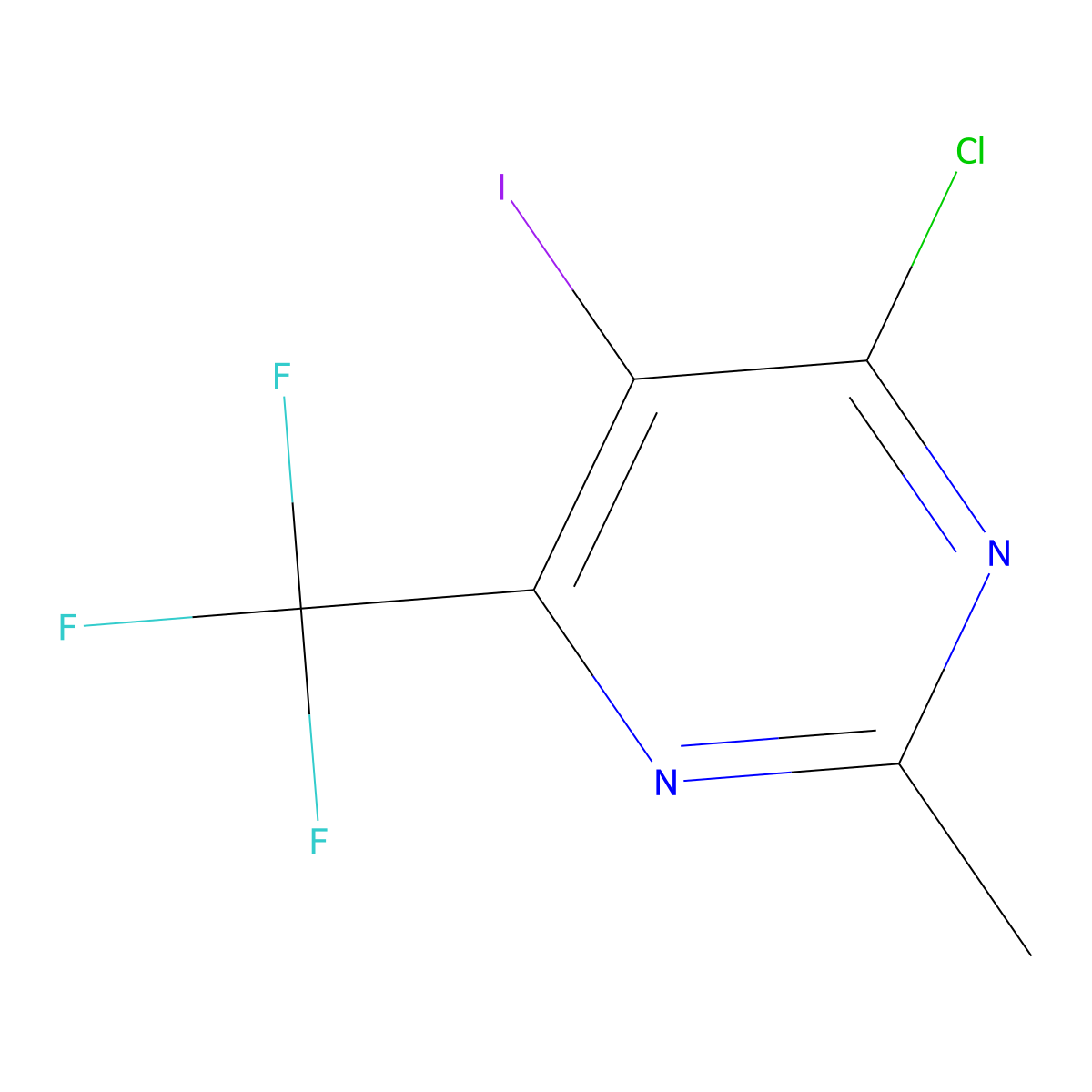 4-Chloro-5-iodo-2-methyl-6-(trifluoromethyl)pyrimidine molecular structure, CAS 792935-70-7