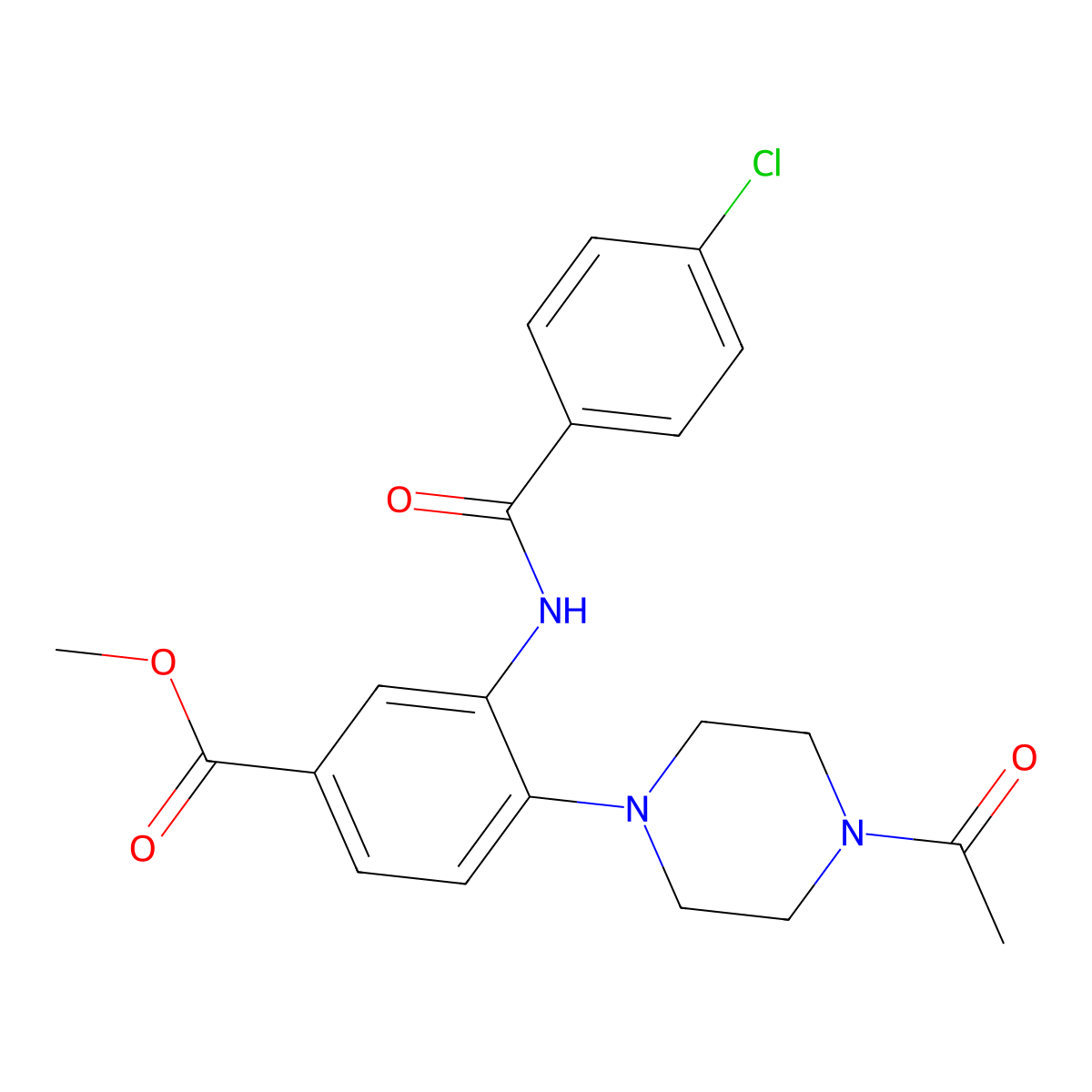Methyl 4-(4-acetylpiperazin-1-YL)-3-(4-chlorobenzamido)benzoate molecular structure, CAS 792937-59-8