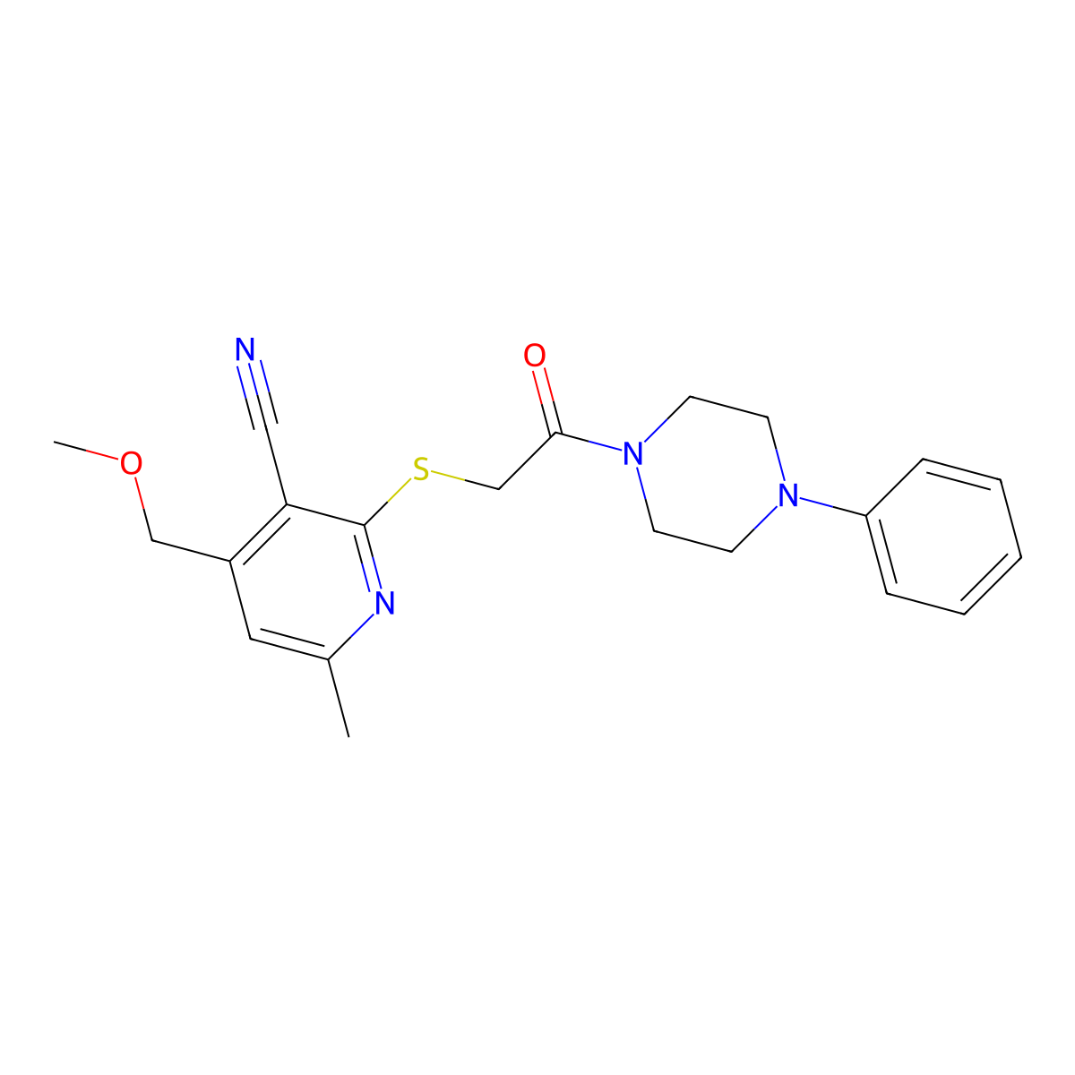4-(Methoxymethyl)-6-methyl-2-[2-oxo-2-(4-phenylpiperazin-1-yl)ethyl]sulfanylpyridine-3-carbonitrile molecular structure, CAS 792938-98-8