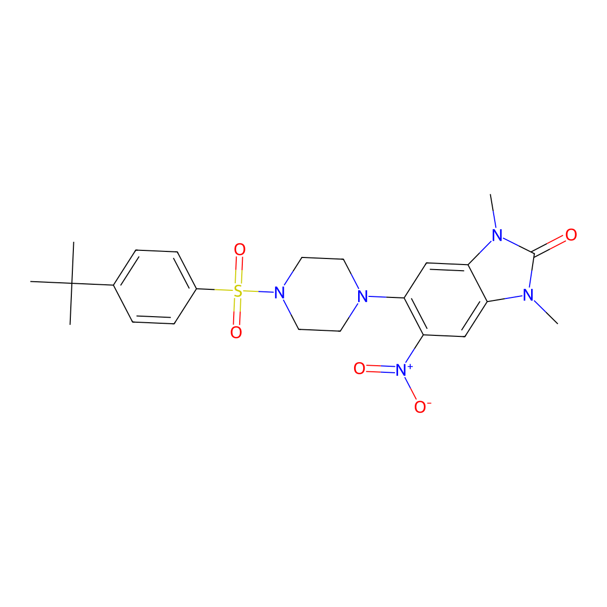 5-[4-(4-Tert-butylphenyl)sulfonylpiperazin-1-yl]-1,3-dimethyl-6-nitrobenzimidazol-2-one molecular structure, CAS 792939-67-4