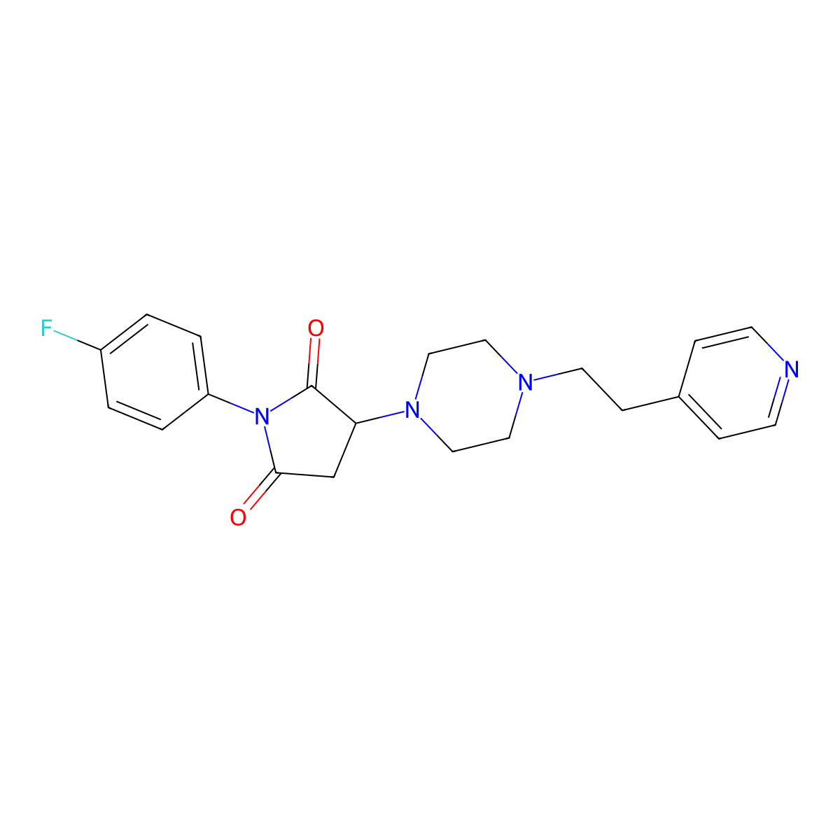 1-(4-Fluorophenyl)-3-{4-[2-(pyridin-4-yl)ethyl]piperazin-1-yl}pyrrolidine-2,5-dione molecular structure, CAS 792940-05-7