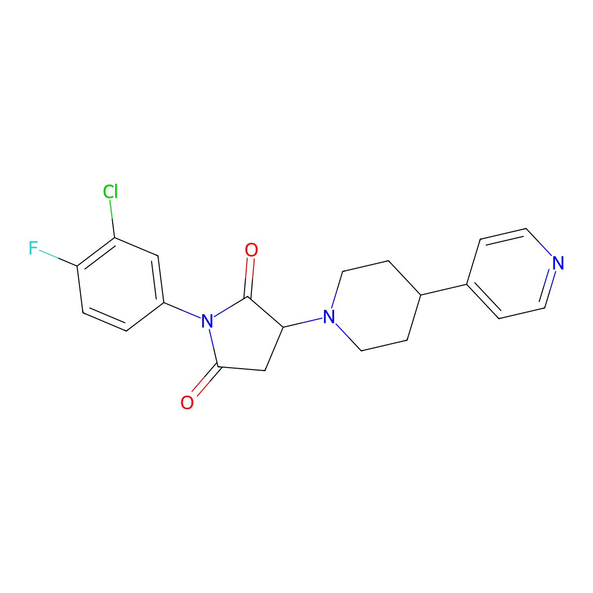 1-(3-Chloro-4-fluorophenyl)-3-(4-pyridin-4-ylpiperidin-1-yl)pyrrolidine-2,5-dione molecular structure, CAS 792940-16-0