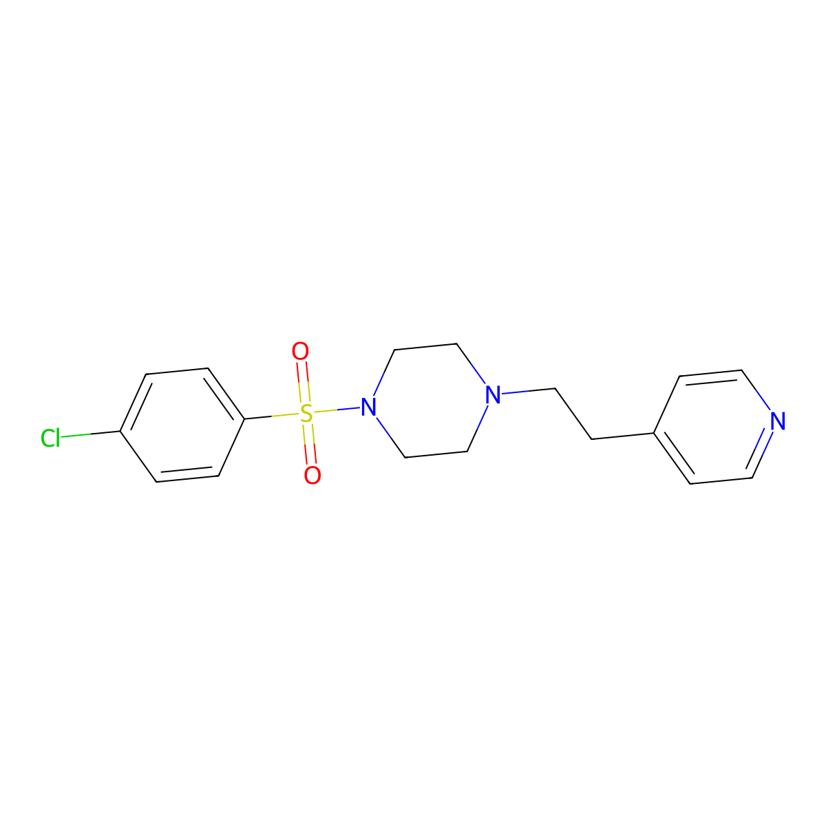 1-(4-Chlorophenyl)sulfonyl-4-(2-pyridin-4-ylethyl)piperazine molecular structure, CAS 792940-17-1
