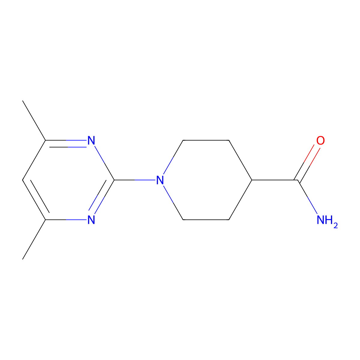 1-(4,6-Dimethylpyrimidin-2-yl)piperidine-4-carboxamide molecular structure, CAS 792940-20-6