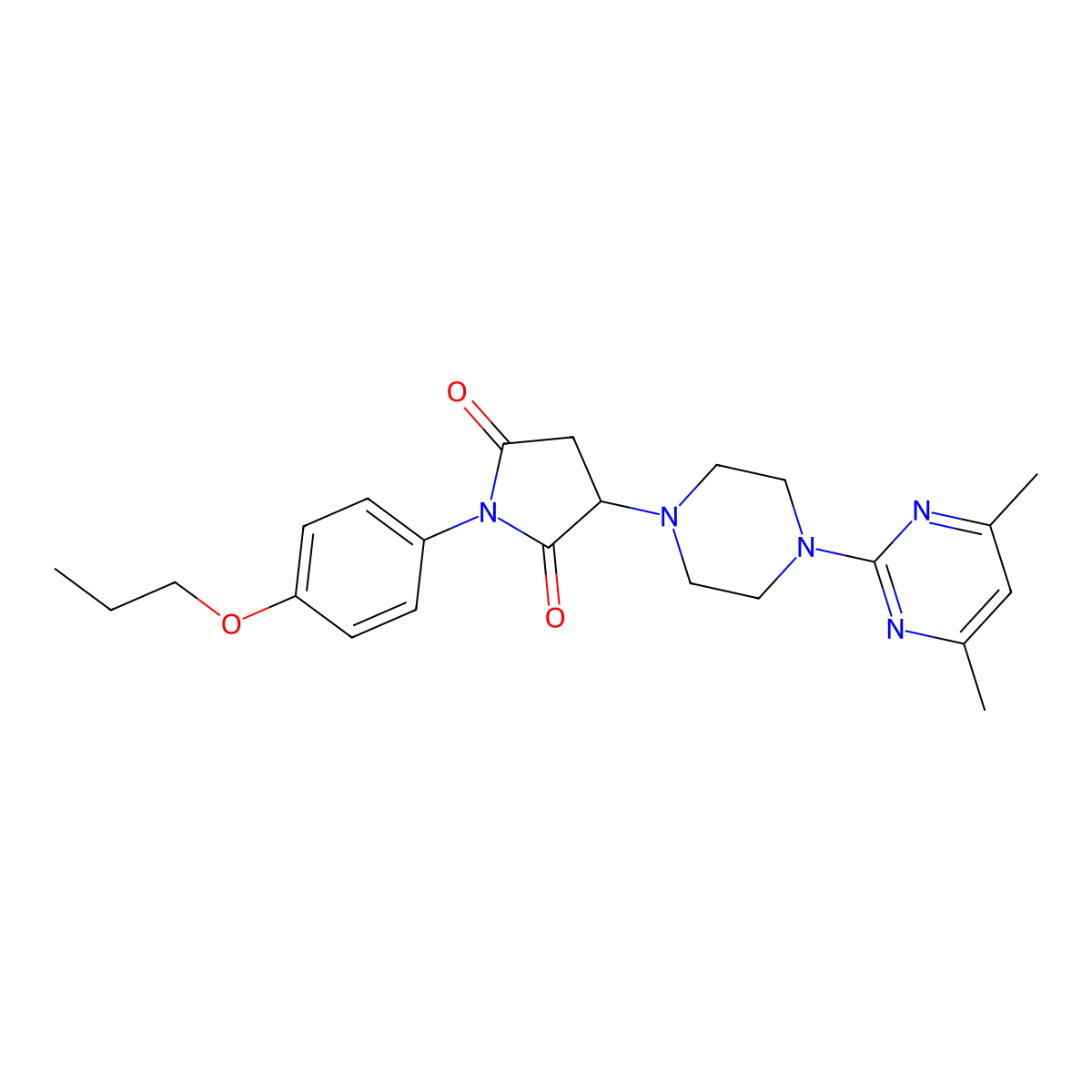 3-[4-(4,6-Dimethylpyrimidin-2-yl)piperazin-1-yl]-1-(4-propoxyphenyl)pyrrolidine-2,5-dione molecular structure, CAS 792940-35-3