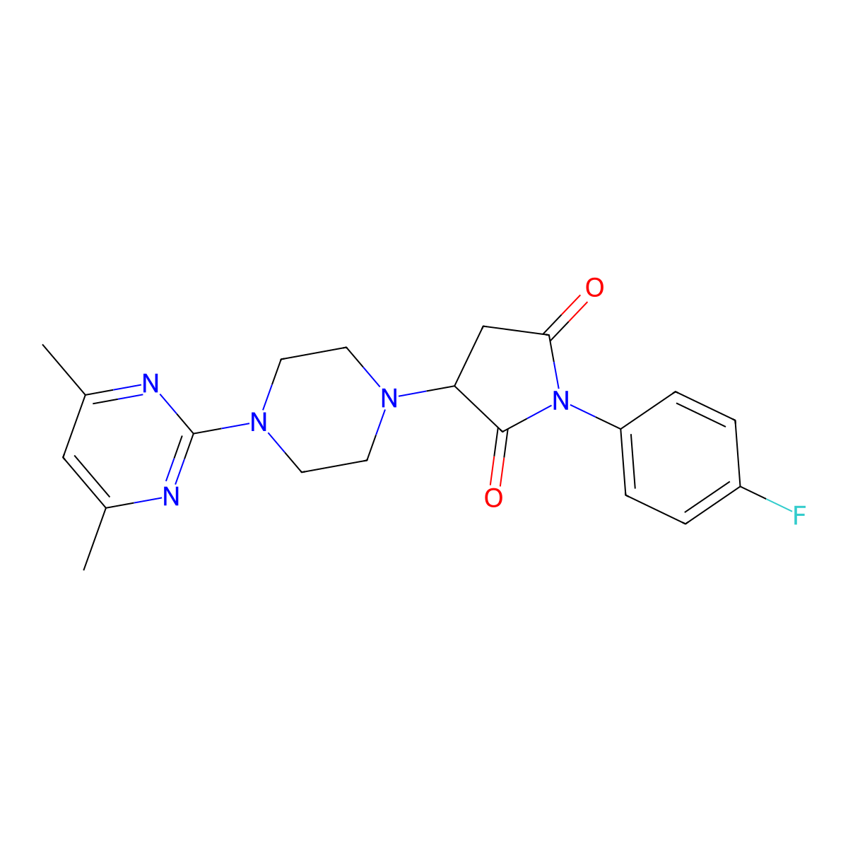 3-[4-(4,6-Dimethylpyrimidin-2-yl)piperazin-1-yl]-1-(4-fluorophenyl)pyrrolidine-2,5-dione molecular structure, CAS 792940-37-5