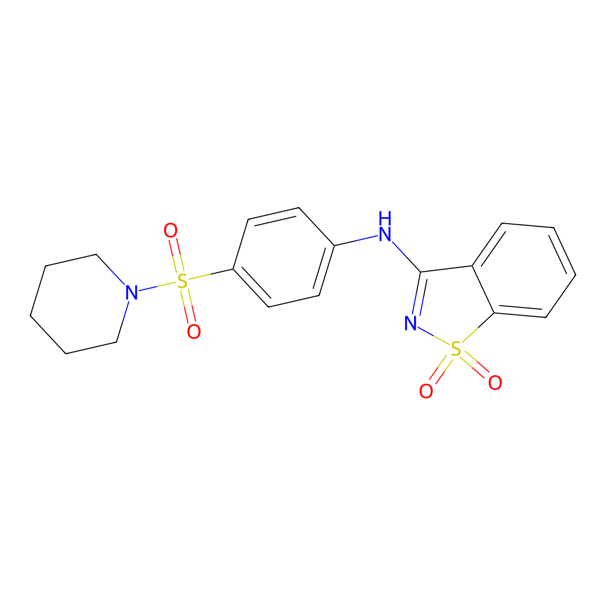 1,1-dioxo-N-(4-piperidin-1-ylsulfonylphenyl)-1,2-benzothiazol-3-amine molecular structure, CAS 792940-74-0