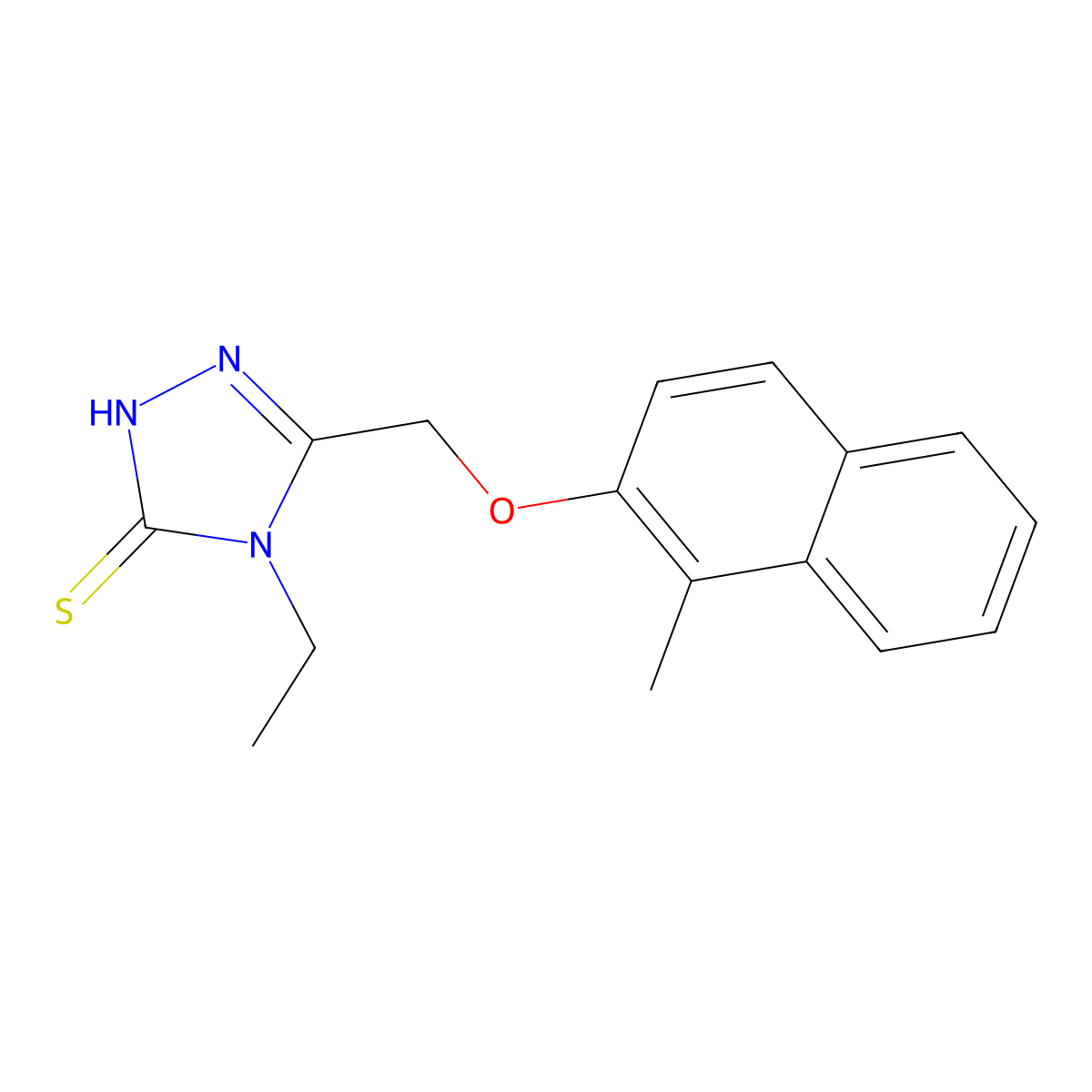4-Ethyl-5-(1-methyl-naphthalen-2-yloxymethyl)-4H-[1,2,4]triazole-3-thiol molecular structure, CAS 792941-69-6