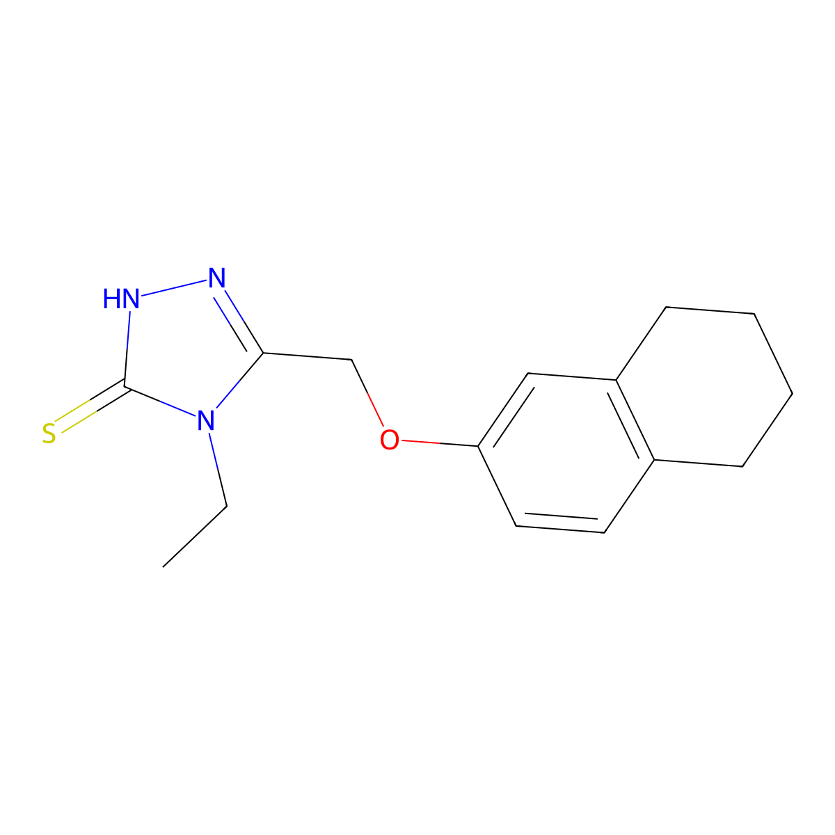 4-Ethyl-5-(5,6,7,8-tetrahydro-naphthalen-2-yloxymethyl)-4H-[1,2,4]triazole-3-thiol molecular structure, CAS 792941-77-6