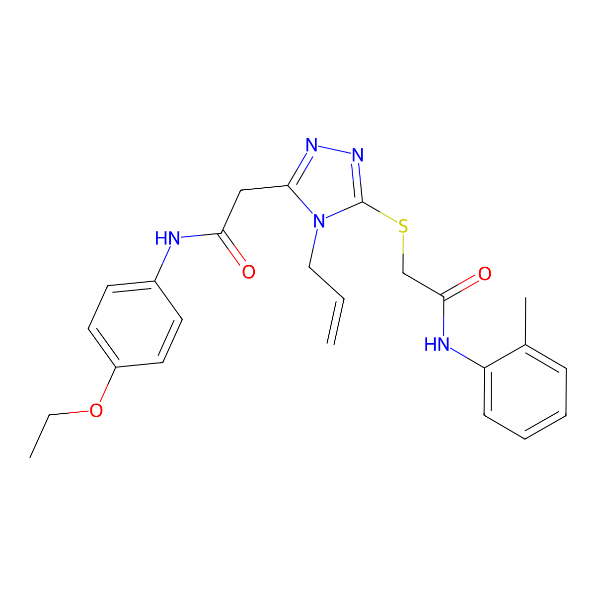 N-(4-ethoxyphenyl)-2-[5-[2-(2-methylanilino)-2-oxoethyl]sulfanyl-4-prop-2-enyl-1,2,4-triazol-3-yl]acetamide molecular structure, CAS 792941-93-6
