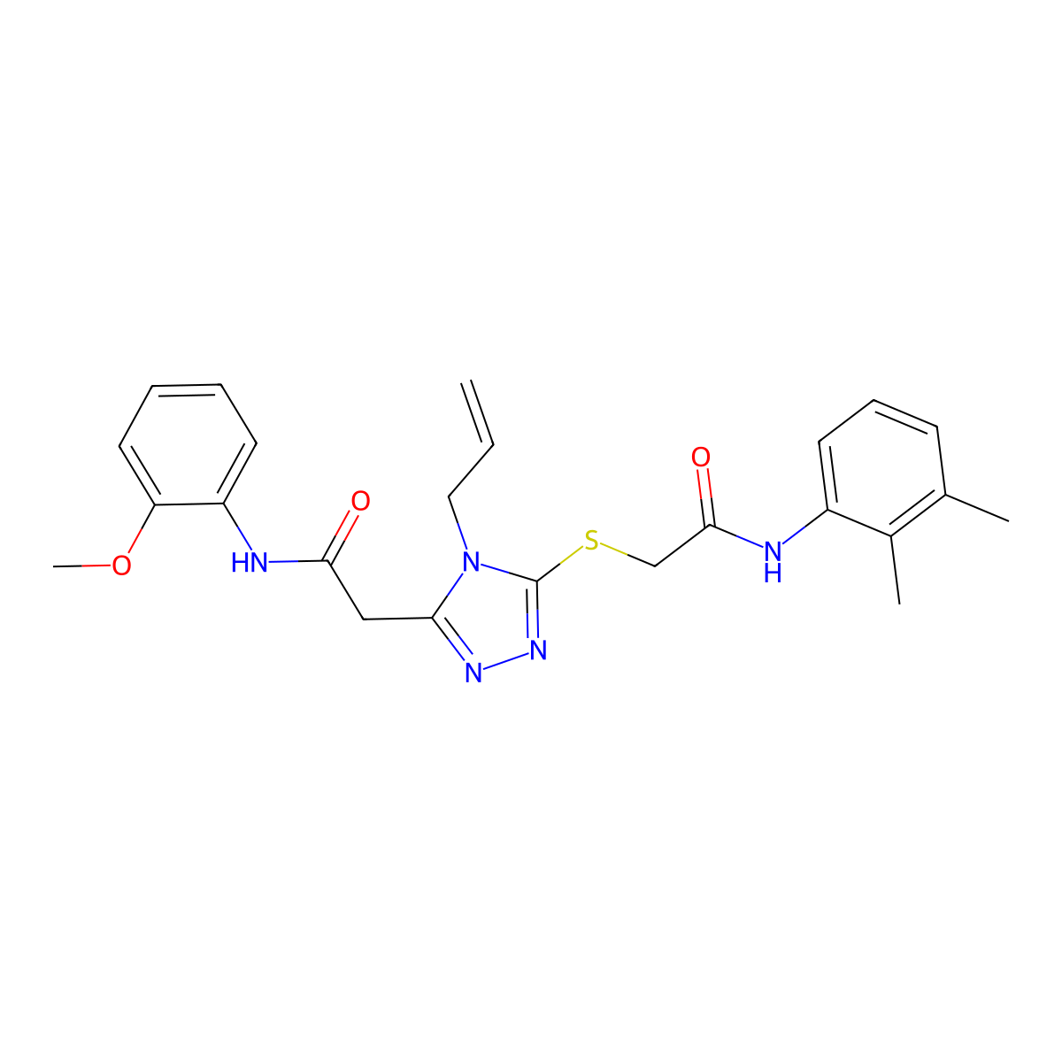 2-[5-[2-(2,3-dimethylanilino)-2-oxoethyl]sulfanyl-4-prop-2-enyl-1,2,4-triazol-3-yl]-N-(2-methoxyphenyl)acetamide molecular structure, CAS 792941-94-7