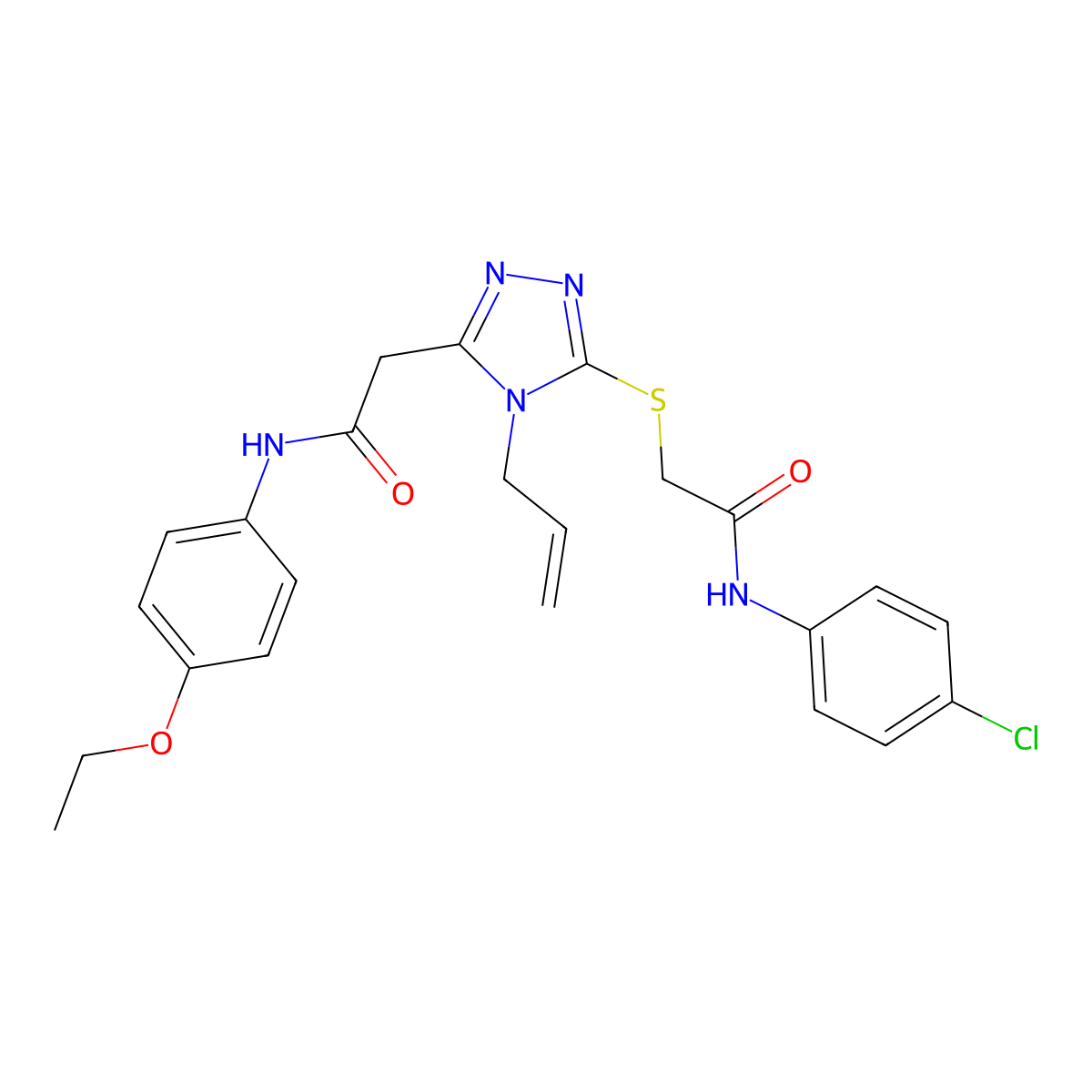 2-[5-[2-(4-chloroanilino)-2-oxoethyl]sulfanyl-4-prop-2-enyl-1,2,4-triazol-3-yl]-N-(4-ethoxyphenyl)acetamide molecular structure, CAS 792941-98-1