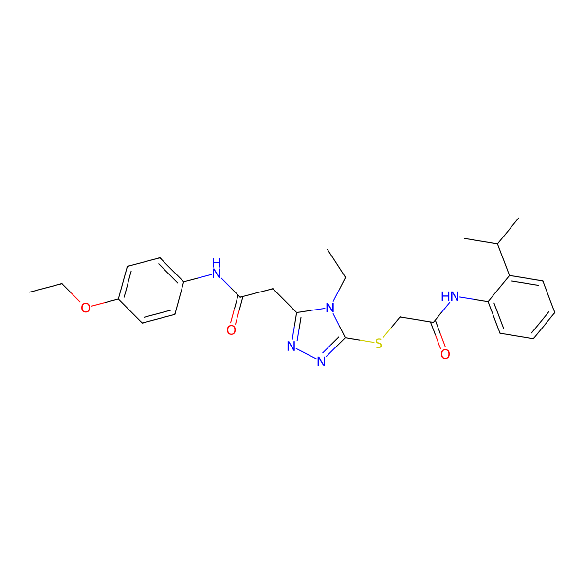 N-(4-ethoxyphenyl)-2-[4-ethyl-5-[2-oxo-2-(2-propan-2-ylanilino)ethyl]sulfanyl-1,2,4-triazol-3-yl]acetamide molecular structure, CAS 792942-02-0