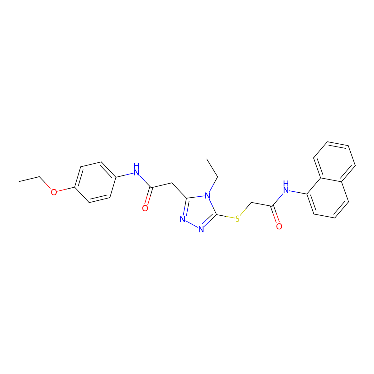 N-(4-ethoxyphenyl)-2-[4-ethyl-5-[2-(naphthalen-1-ylamino)-2-oxoethyl]sulfanyl-1,2,4-triazol-3-yl]acetamide molecular structure, CAS 792942-08-6