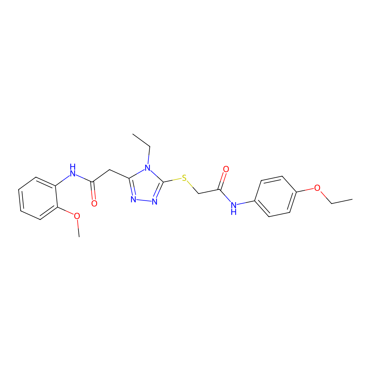 2-[5-[2-(4-ethoxyanilino)-2-oxoethyl]sulfanyl-4-ethyl-1,2,4-triazol-3-yl]-N-(2-methoxyphenyl)acetamide molecular structure, CAS 792942-13-3