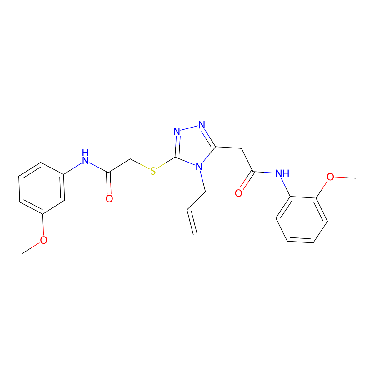 2-[5-[2-(3-methoxyanilino)-2-oxoethyl]sulfanyl-4-prop-2-enyl-1,2,4-triazol-3-yl]-N-(2-methoxyphenyl)acetamide molecular structure, CAS 792942-15-5