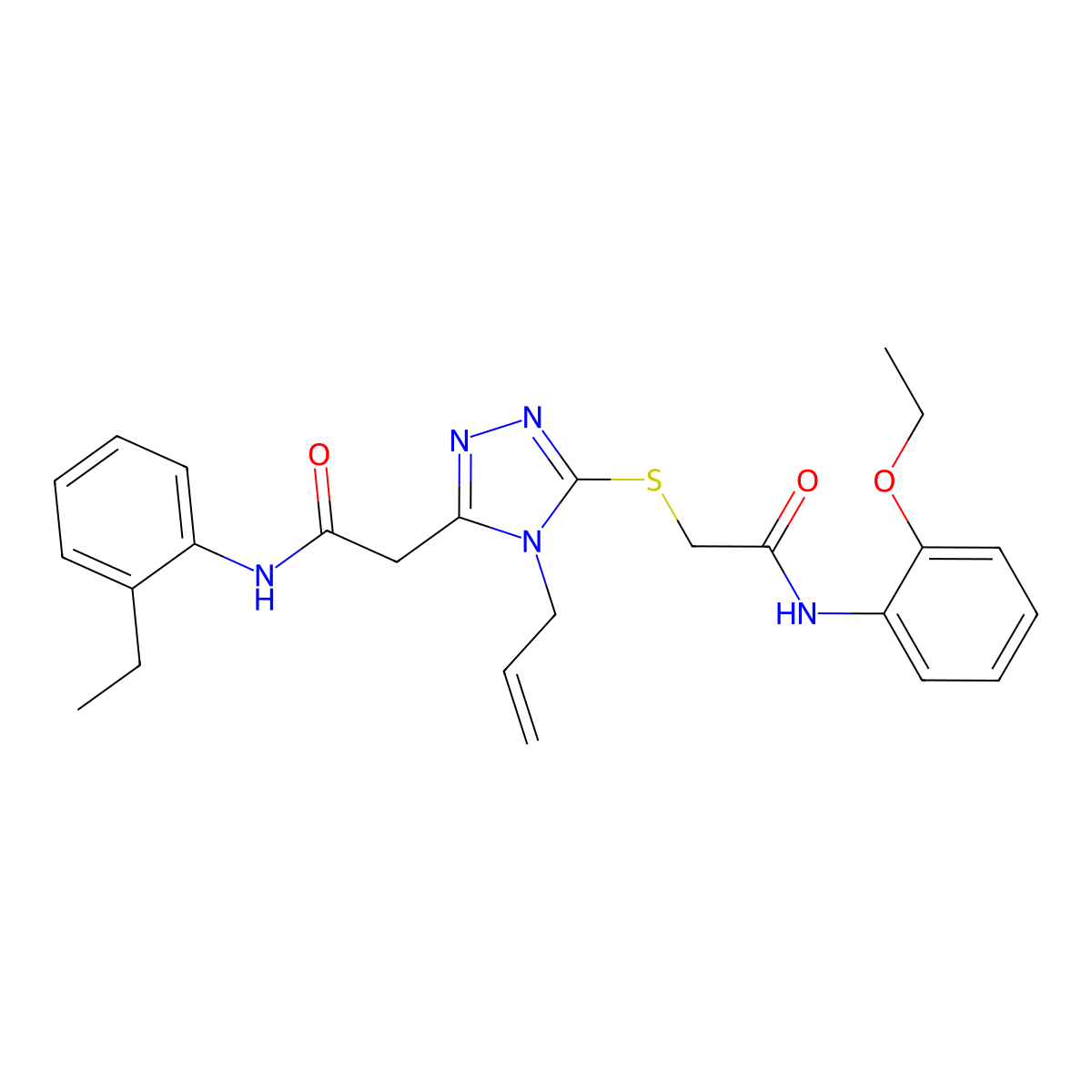 2-[5-[2-(2-ethoxyanilino)-2-oxoethyl]sulfanyl-4-prop-2-enyl-1,2,4-triazol-3-yl]-N-(2-ethylphenyl)acetamide molecular structure, CAS 792943-18-1