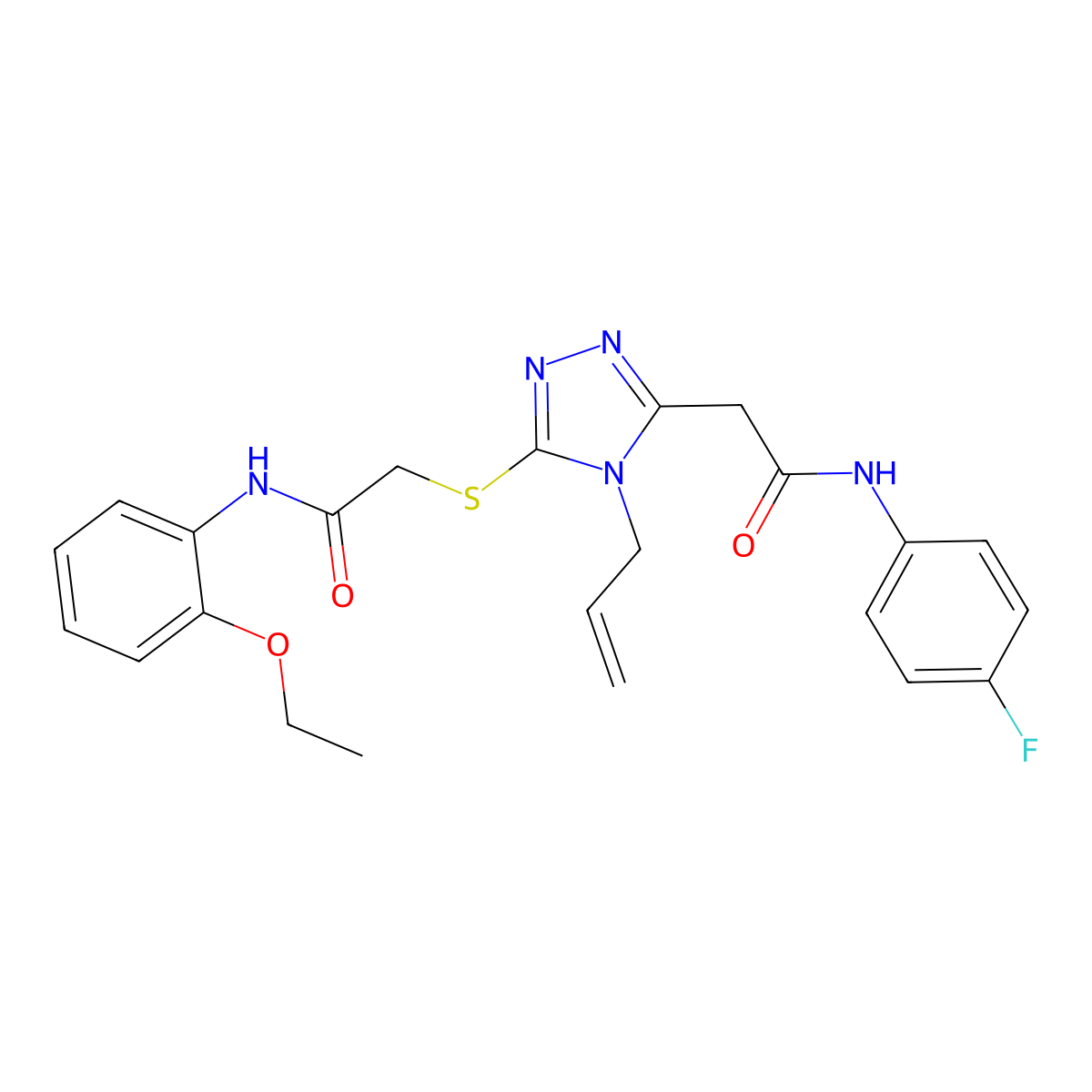 2-[5-[2-(2-ethoxyanilino)-2-oxoethyl]sulfanyl-4-prop-2-enyl-1,2,4-triazol-3-yl]-N-(4-fluorophenyl)acetamide molecular structure, CAS 792943-19-2