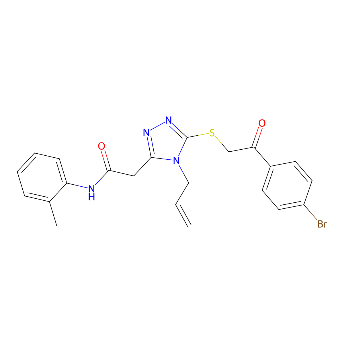 2-[5-[2-(4-bromophenyl)-2-oxoethyl]sulfanyl-4-prop-2-enyl-1,2,4-triazol-3-yl]-N-(2-methylphenyl)acetamide molecular structure, CAS 792943-20-5