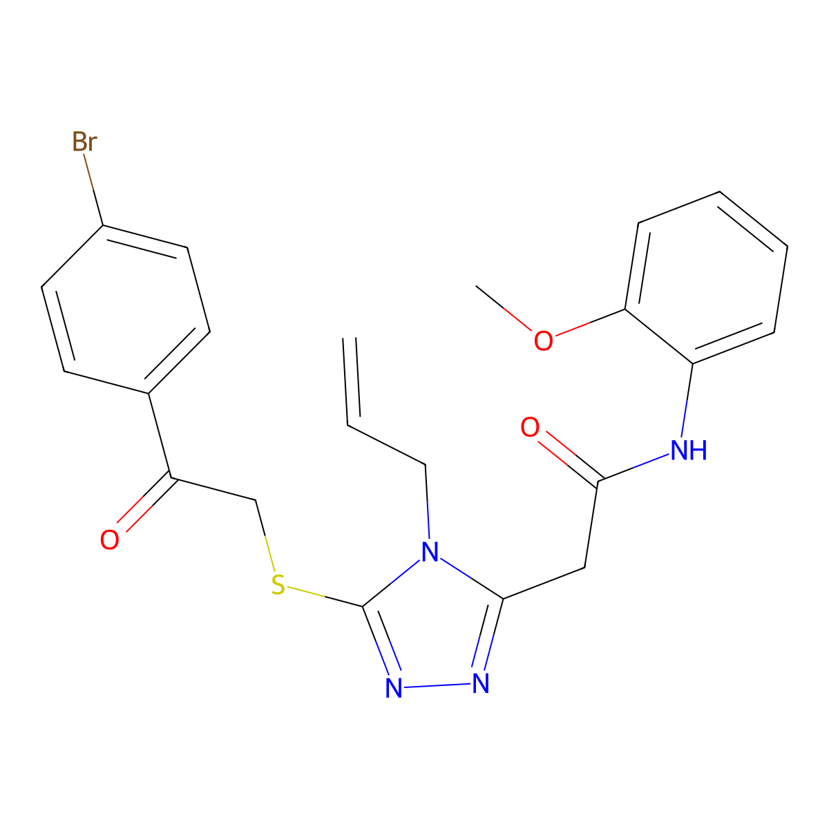 2-[5-[2-(4-bromophenyl)-2-oxoethyl]sulfanyl-4-prop-2-enyl-1,2,4-triazol-3-yl]-N-(2-methoxyphenyl)acetamide molecular structure, CAS 792943-21-6