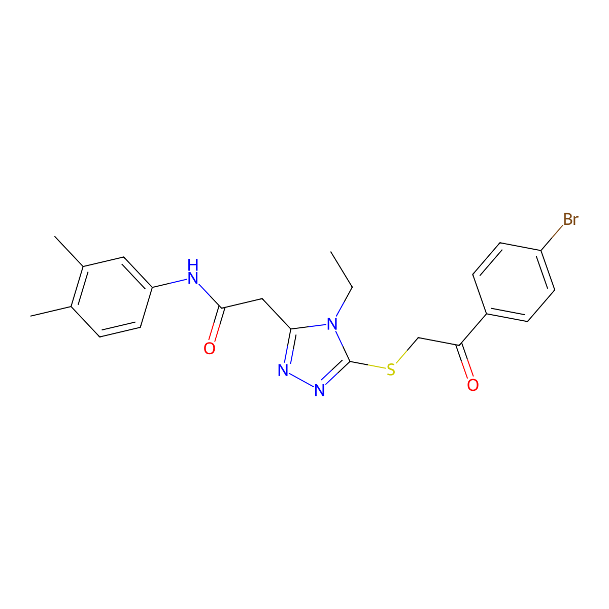 2-[5-[2-(4-bromophenyl)-2-oxoethyl]sulfanyl-4-ethyl-1,2,4-triazol-3-yl]-N-(3,4-dimethylphenyl)acetamide molecular structure, CAS 792943-22-7