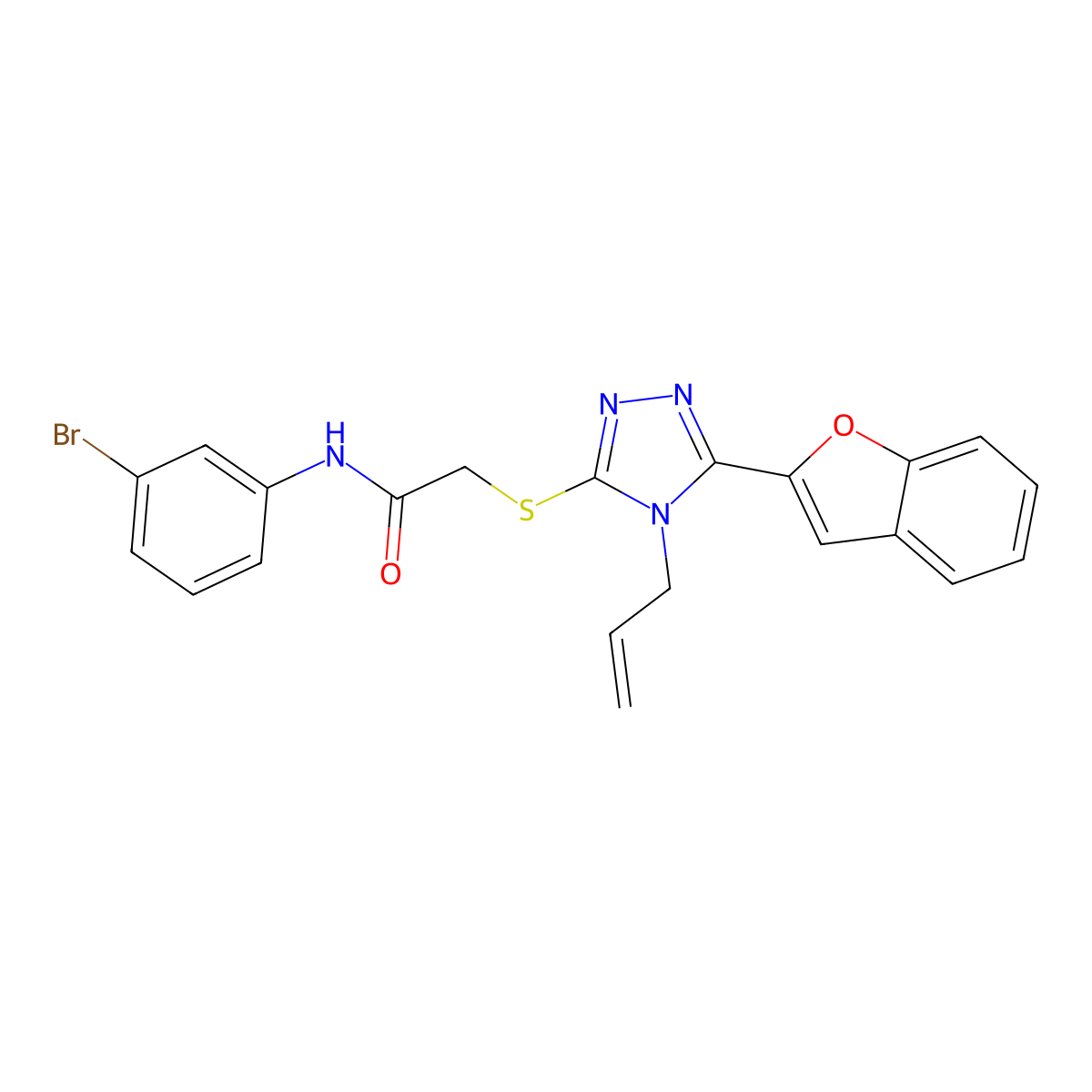 2-[[5-(1-benzofuran-2-yl)-4-prop-2-enyl-1,2,4-triazol-3-yl]sulfanyl]-N-(3-bromophenyl)acetamide molecular structure, CAS 792943-48-7