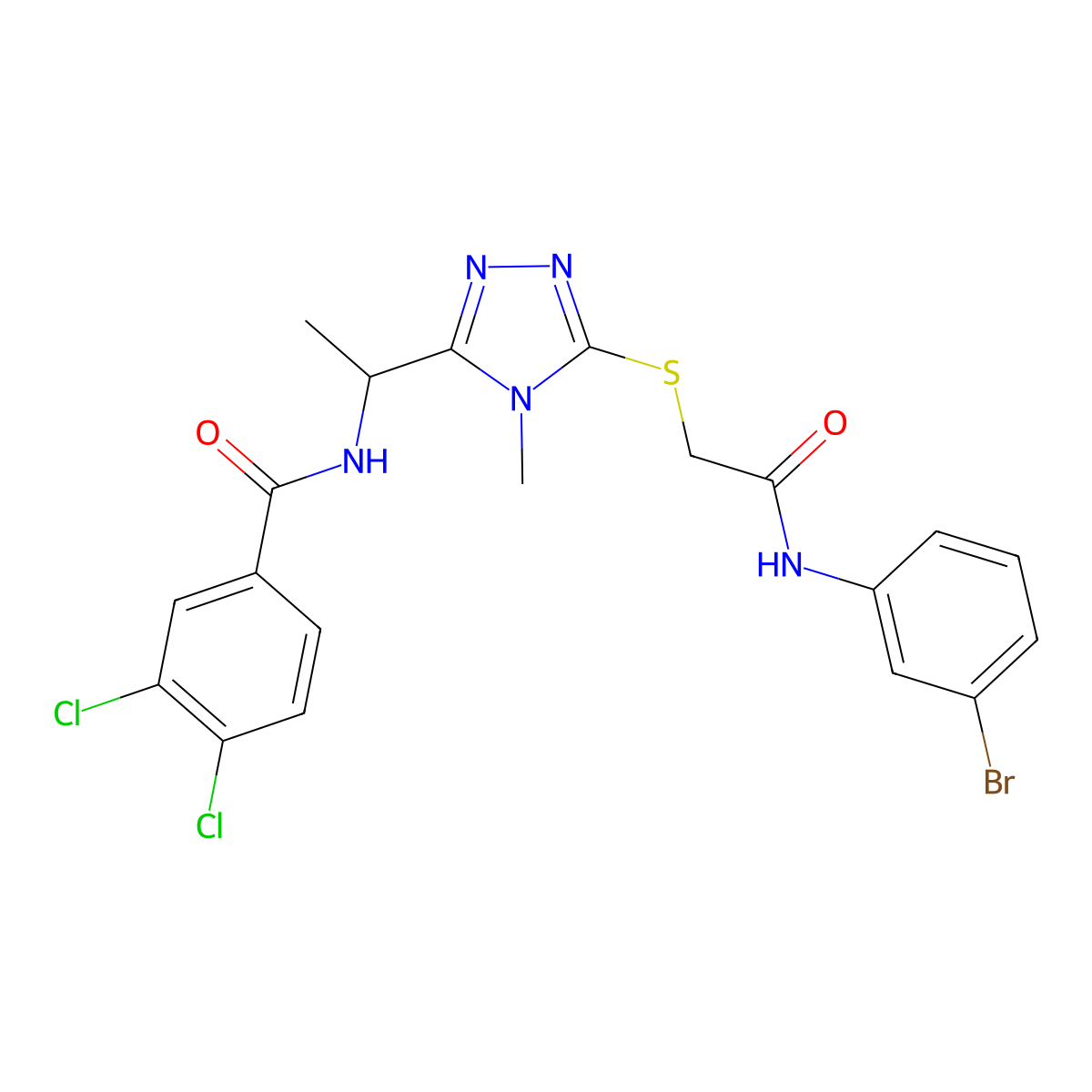N-{1-[5-({2-[(3-bromophenyl)amino]-2-oxoethyl}sulfanyl)-4-methyl-4H-1,2,4-triazol-3-yl]ethyl}-3,4-dichlorobenzamide molecular structure, CAS 792943-51-2