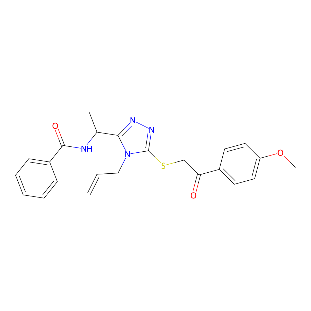 N-{1-[5-{[2-(4-methoxyphenyl)-2-oxoethyl]sulfanyl}-4-(prop-2-en-1-yl)-4H-1,2,4-triazol-3-yl]ethyl}benzamide molecular structure, CAS 792943-62-5