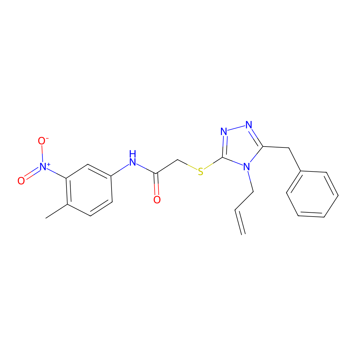 2-[(5-benzyl-4-prop-2-enyl-1,2,4-triazol-3-yl)sulfanyl]-N-(4-methyl-3-nitrophenyl)acetamide molecular structure, CAS 792943-69-2