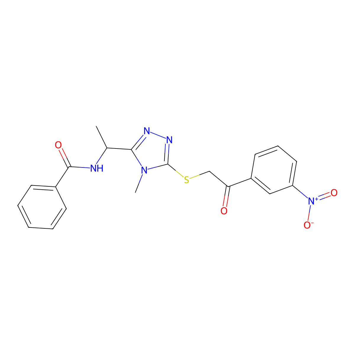 N-[1-(4-methyl-5-{[2-(3-nitrophenyl)-2-oxoethyl]sulfanyl}-4H-1,2,4-triazol-3-yl)ethyl]benzamide molecular structure, CAS 792943-94-3