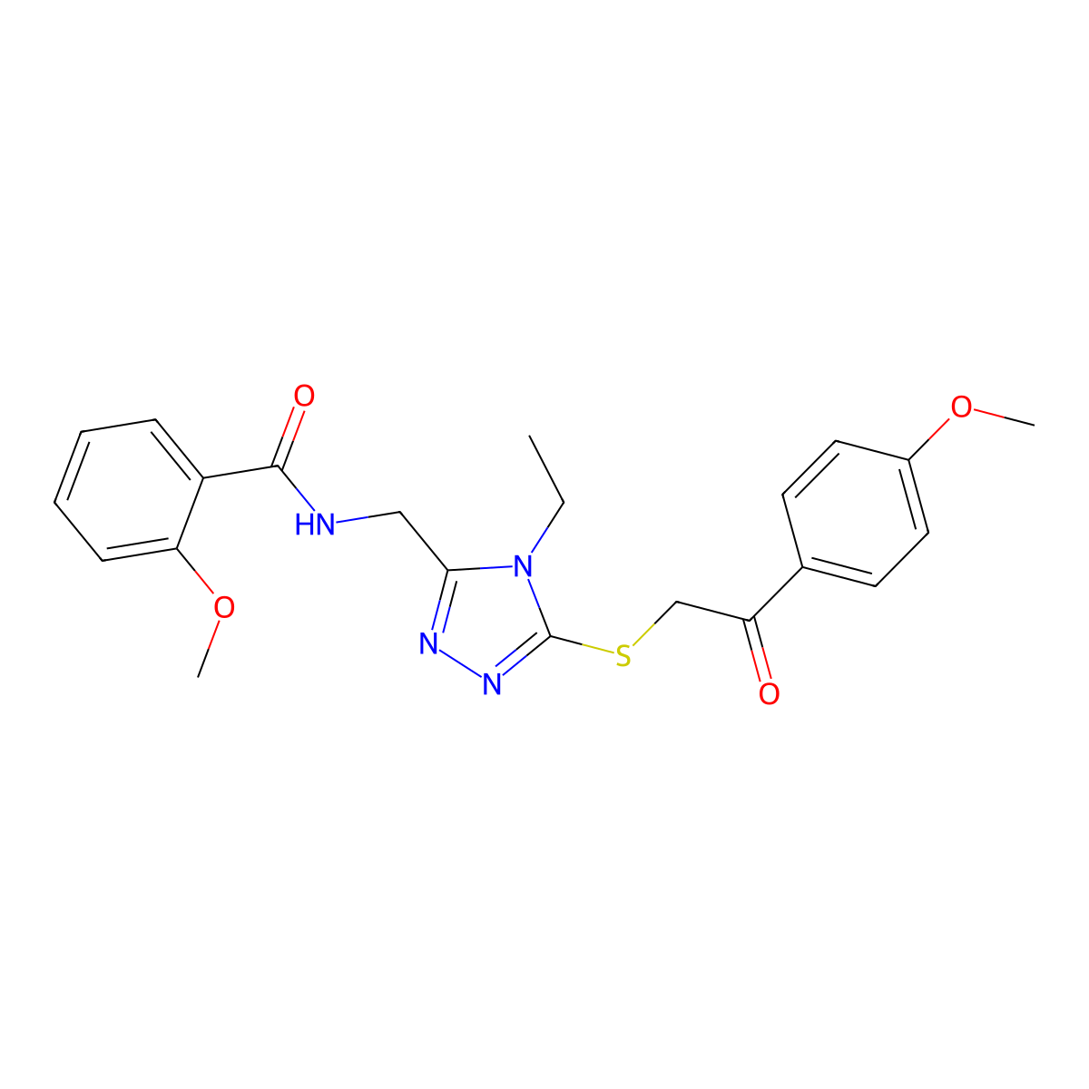 N-[[4-ethyl-5-[2-(4-methoxyphenyl)-2-oxoethyl]sulfanyl-1,2,4-triazol-3-yl]methyl]-2-methoxybenzamide molecular structure, CAS 792943-96-5