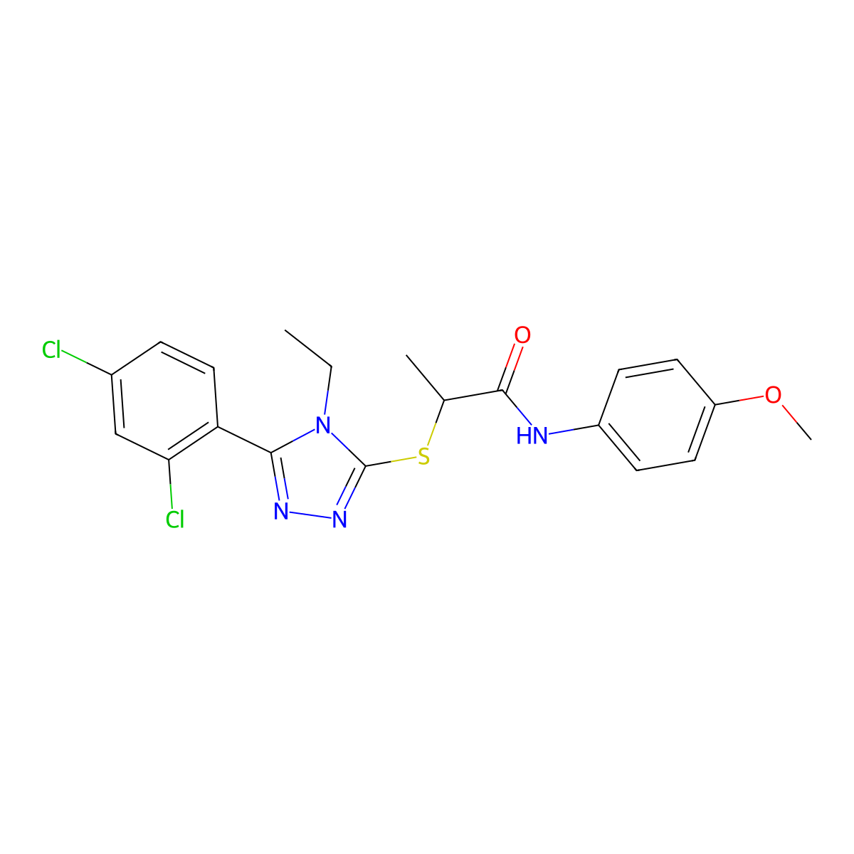 2-{[5-(2,4-dichlorophenyl)-4-ethyl-4H-1,2,4-triazol-3-yl]sulfanyl}-N-(4-methoxyphenyl)propanamide molecular structure, CAS 792944-11-7